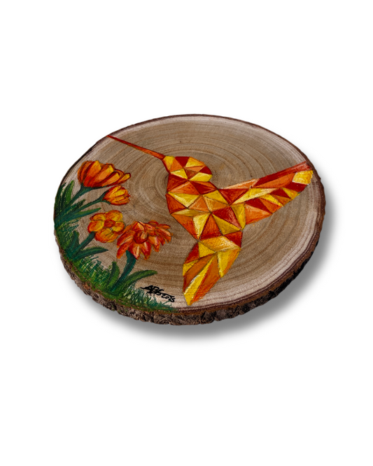 Geometric Humming Bird | Original wood painting