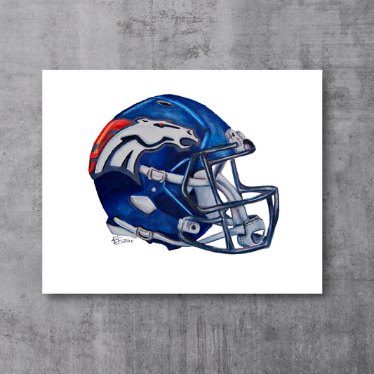 broncos football helmet 11x8"