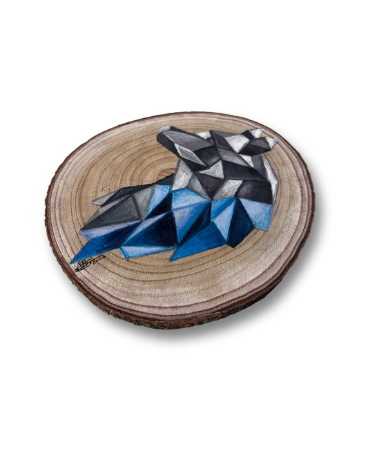 Geometric Wolf | Original wood painting