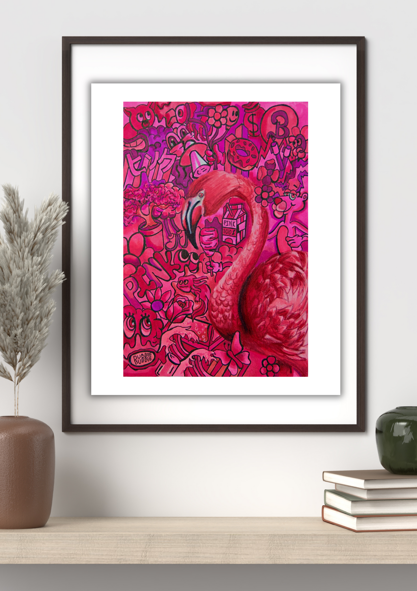 All pink doodle print 8x11"