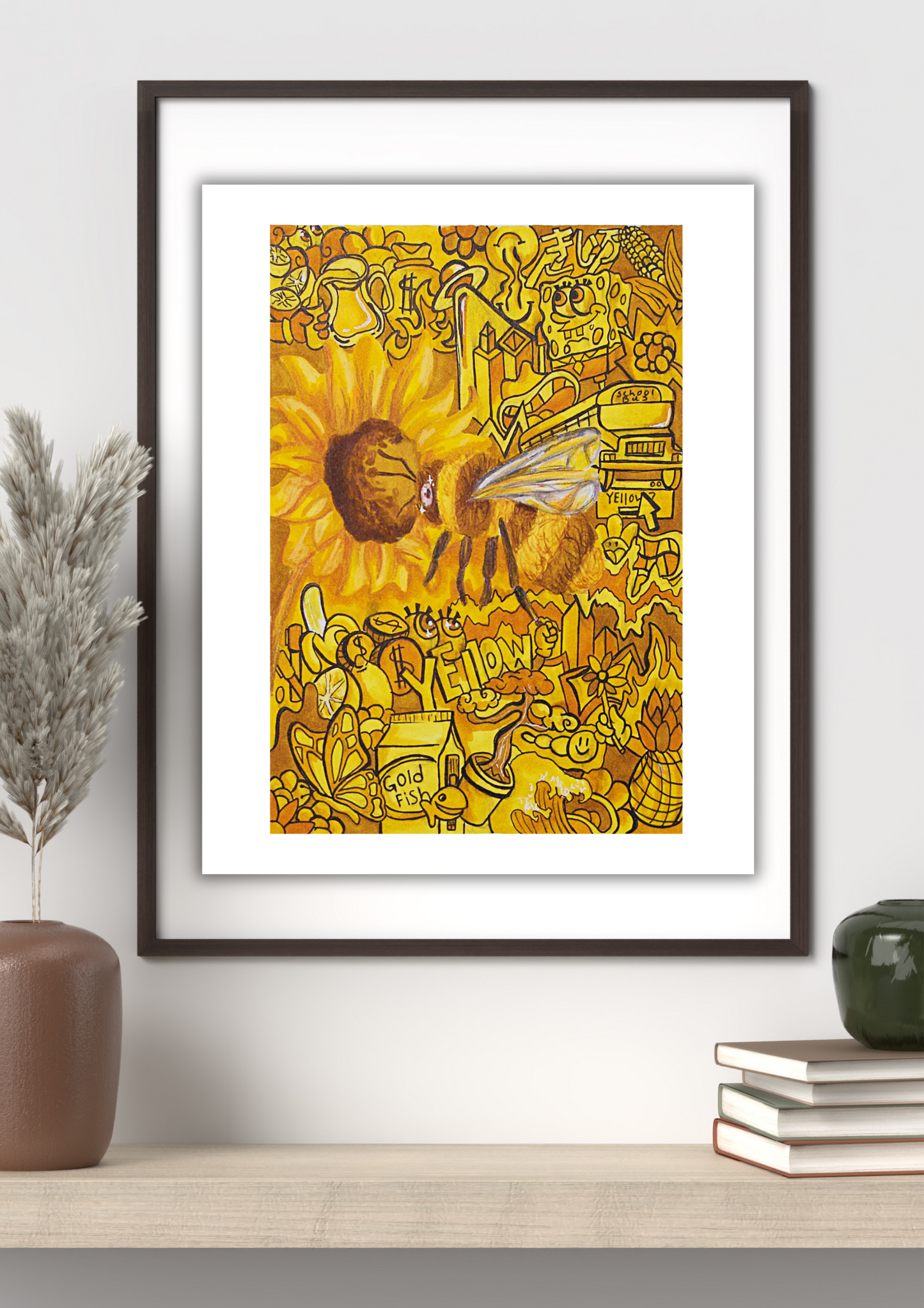 All yellow doodle print 8x11"