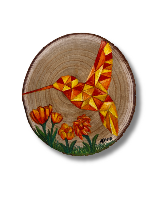 Geometric Humming Bird | Original wood painting
