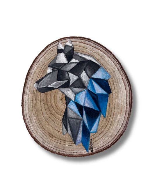 Geometric Wolf | Original wood painting