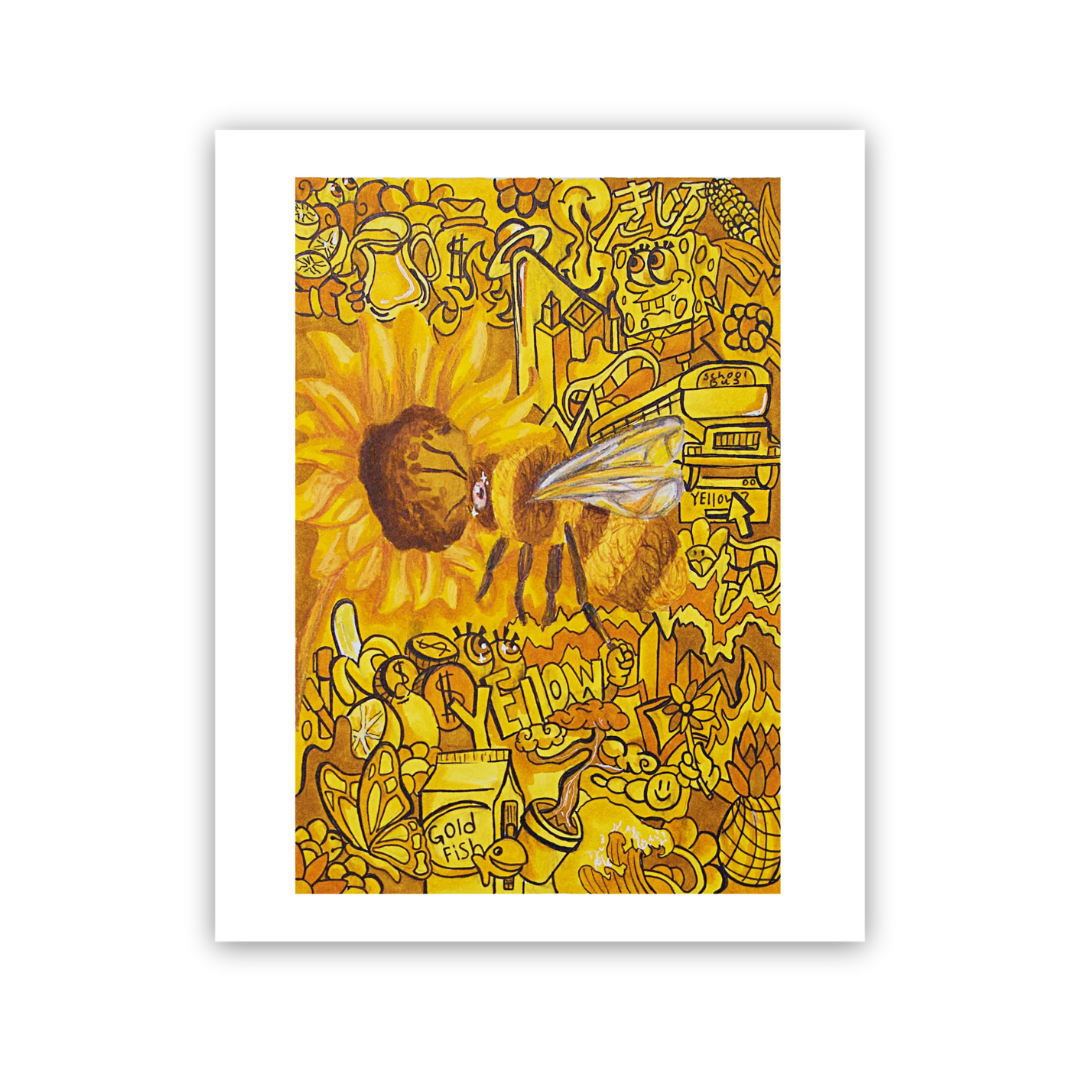 All yellow doodle print 8x11"